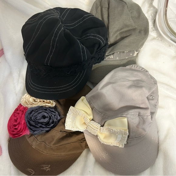 Stylish Cap Collection with Floral and Bow Accents - Picture 1 of 14